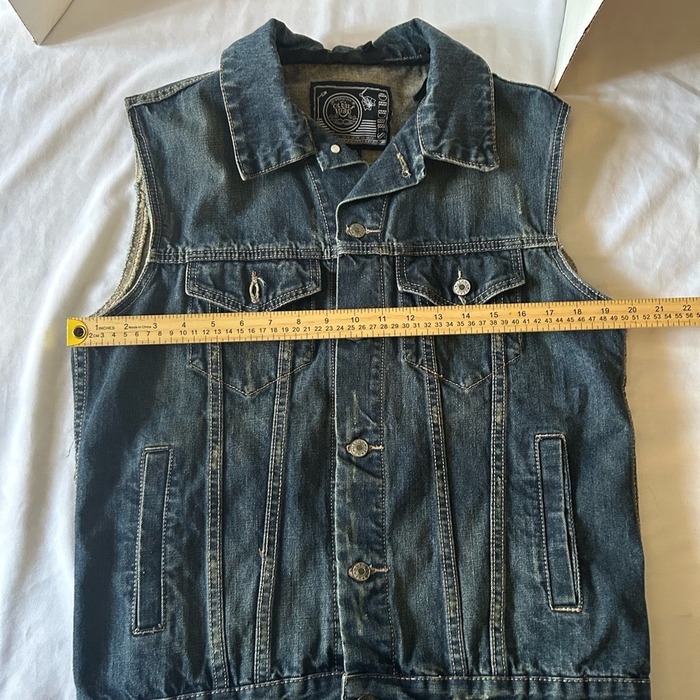 Oldies 1940 Denim Vest Men’s Size L Blue Classic Trucker Sleeveless Jacket - Picture 4 of 5